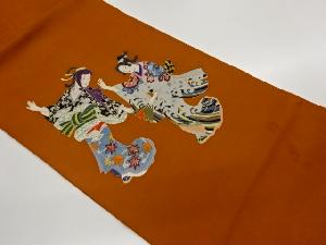 塩瀬手描き舞踊模様名古屋帯